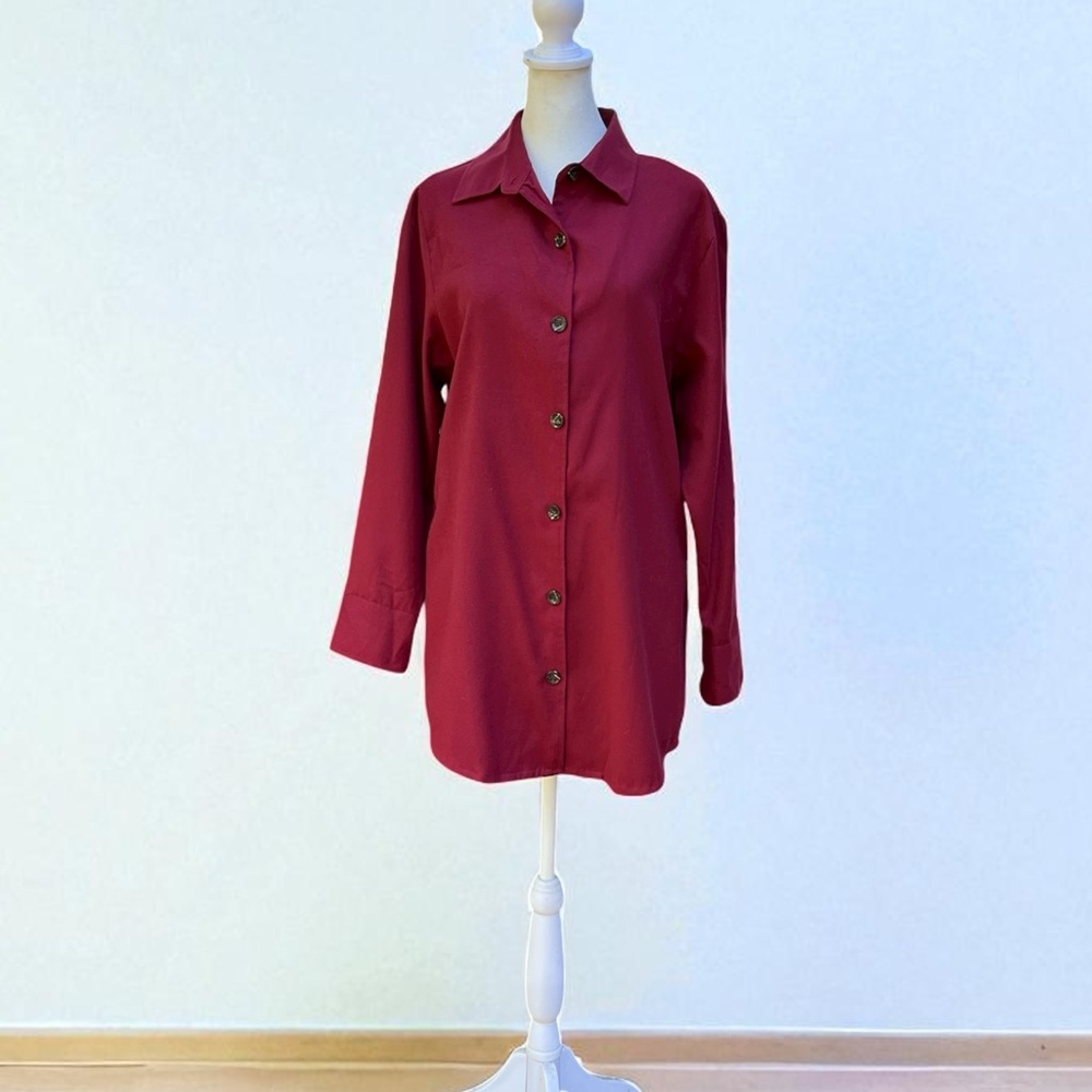 LuLaRoe โAbigail Shacketโ Button Front Tunic Shirt in Maroon Size Medium